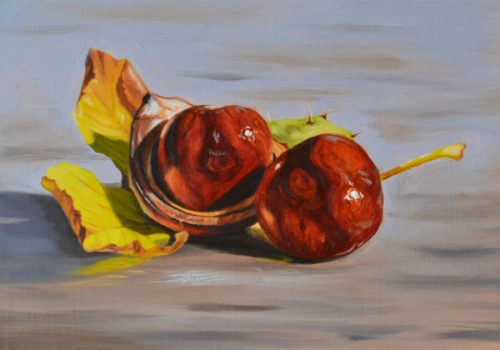 Oil Painting Of Two Conkers